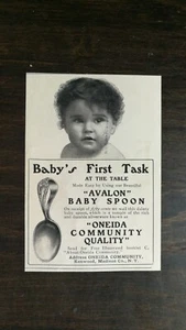 Vintage 1909 Avalon Baby Spoon Oneida Community Quality Original Ad 721 - Picture 1 of 1