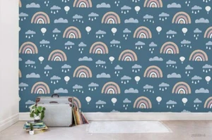 3D Pastel Rainbow Cloud Kids Self-adhesive Removeable Wallpaper Wall Mural - Picture 1 of 9