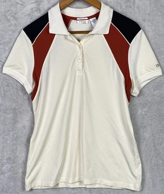 Top de golf vintage para mujer Polo Izod XFG Cool FX Performance blanco retro bloque Y2K Foto 1 de 4