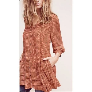 Vestido para mujer Anthropology Holding Horses estampado floral botón delantero marrón talla S - Imagen 1 de 7