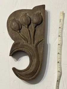 Antiguo estuche de madera a escala de opio chino de la década de 1880 amapola tallada sin escala de colección - Imagen 1 de 8