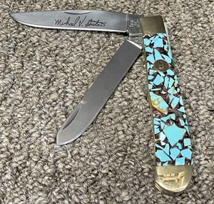 C. Bertram Michael Prater Turquoise Custom Pocket Knife NEW - Picture 1 of 14