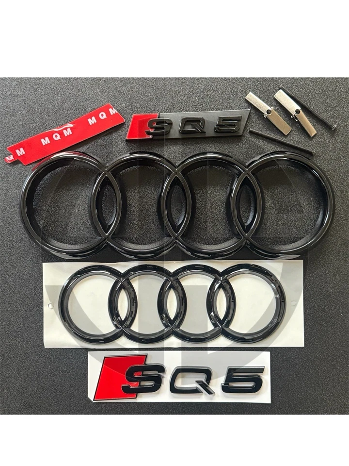 PREMIUM AFTERMARKET Audi SQ5 Gloss Black Badges Emblem Full Set Grill/Boot/ Front&Rear Lettering Set