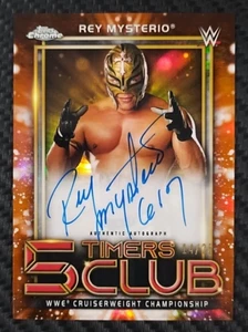 2021 WWE Topps Chrome Rey Mysterio Jr Orange 14/25 Refractor On Card AUTO #5TARM - Bild 1 von 6