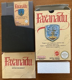 NES ~ FAXANADU ~ Nintendo Game NES-FX-GBR Game Cart Sleeve Inst Boxed Pal