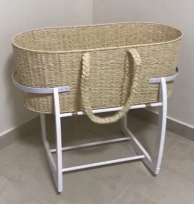 Bebelicious Moses Basket With White Rocking Basket Stand - image 1 of 2