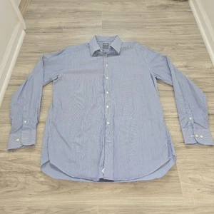 Armani Collezioni Camicia Uomo Righe Blu Manica Lunga Bottoni Abito 41 16 - Foto 1 di 12
