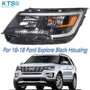 For Ford Explorer Sport 2016-2018 Halogen Headlight Clear Lens Black Driver Left - Picture 1 of 17