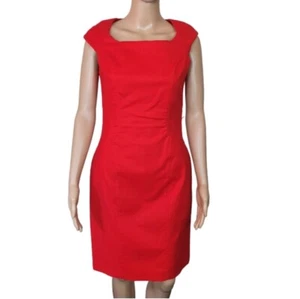 8 David Lawrence Dress pencil Orange NEW cap sleeve Cotton work corporate formal - Picture 1 of 8