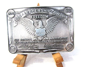 NRA Leadership Award Belt Buckle 1871 - 1983 Eagle National Rifle Association - Picture 1 of 6