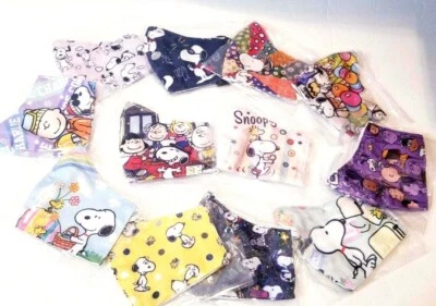 2 x PACK Face Mask lot ADULT teen Snoopy PEANUTS woodstock charlie brown mix fun - Image 1 of 4