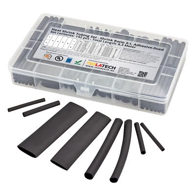 ISOLATECH Set tubi termoretraibili 3:1 con colla 142 pezzi Assortimento in scatola riutilizzabile