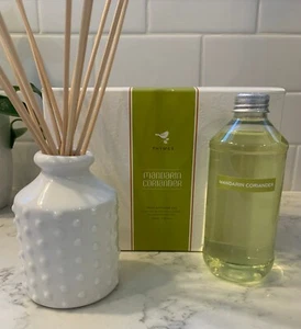Thymes Mandarin Coriander Diffuser Set Rare White Hobnail  New In Box 7.75 oz - Picture 1 of 10