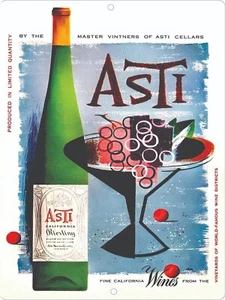Letrero de metal Asti Wine California 9x12 EE. UU. Envío gratuito - Imagen 1 de 5