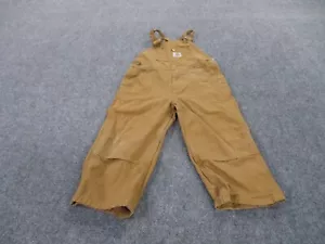 Carhartt Overalls Boys 4T Brown Canvas Duck Bibs Double Knee Work Casual Youth - Picture 1 of 7
