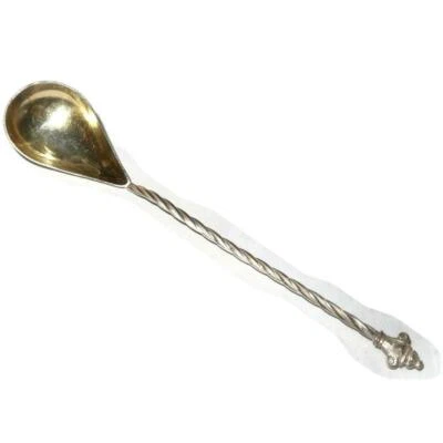 CG Hallberg, Sweden, MCM Gold Wash Silver Twisted Handle Cocktail Spoon, 6 5/8" - Image 1 of 3