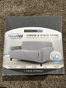 Perfect Fit NeverWet 1-Piece Loveseat Slipcover in Gray NEW - Picture 1 of 2