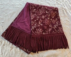 Fringed Tapestry Table Runner Brocade Pattern 13”X 72” Burgundy & Multi Color - Picture 1 of 4