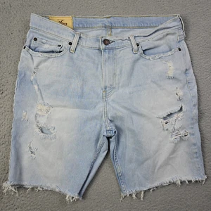 Hollister Jean Shorts Mens 34 Cut Off Distressed 9 Stretch Outdoor Preppy Light - Picture 1 of 15