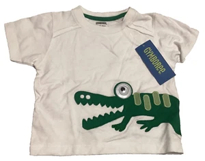 Gymboree 6-12 Month Baby Boys Alligator Crocodile T-Shirt White Green Googly Eye - Picture 1 of 2