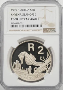 South Africa 1997 2 Rand Proof NGC PF68 ULTRA CAMEO Knysna Seahorse NG2057 combi - Picture 1 of 2