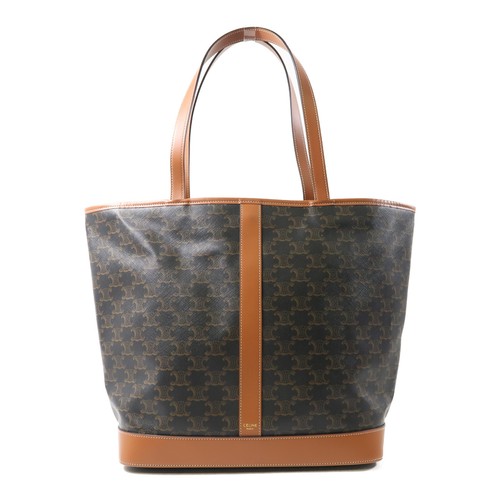 Borsa a tracolla CELINE GHW Cabas 115072 rivestita in tela marrone