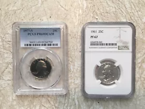 1961 25 Cent Silver Quarter NGC PF67 1977S PCGS 25C PR69DCAM 1/4 Pound Coin Lot - Picture 1 of 5