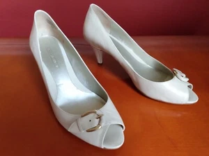 CIRCA Joan & David CJ Kendall Leather Peep Toe Heels/Pumps, Ivory, Size 9 - Picture 1 of 16