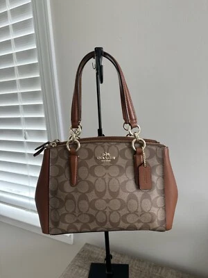NWT COACH F36718 Mini Christie Carryall bag In Signature Khaki/Saddle - Image 1 of 4