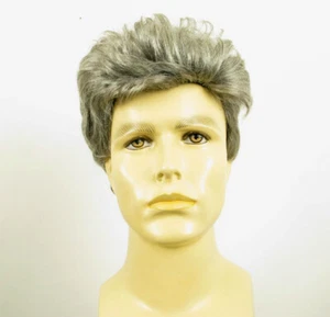 Short Wig For Men Natural Hair Gray White Poly Mesh Ref XAVIER 44 - Picture 1 of 8