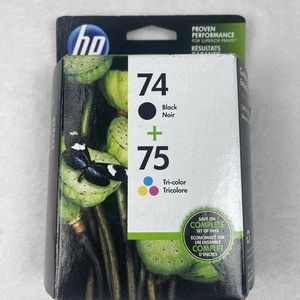 HP 74/75 Combo Pack Black Tri-Color Ink Cartridges CC659FN 8/2022 Sealed - Picture 1 of 6
