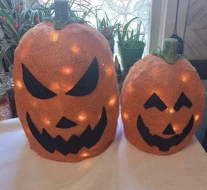 Home Depot Accents Halloween  Jack-O-Lantern Pumpkin New Set Lot Light Up Spooky - Picture 1 of 8