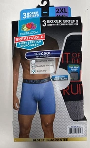 Fruit Of The Loom 3 Tag Free Boxer Briefs Black Red Gray Size 2XL 44-46 New - Picture 1 of 3