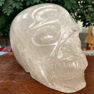 45,54 lb Top Natural Transparente Cuarzo Energía Calavera Tallado a Mano Cristal Reiki Curación - Imagen 1 de 5