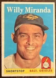 1958 TOPPS # 179 WILLY MIRANDA OF THE BALTIMORE ORIOLES NM CONDITION - Picture 1 of 2