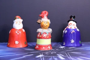Christmas Bell Decorations - Santa Claus, Snow Man and Elf - Unbranded Porcelain - Picture 1 of 21