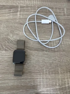 Apple Watch Series 7 41 mm Gold SS Case w/ Gold Milanese Loop Band – Excellent - Zdjęcie 1 z 8
