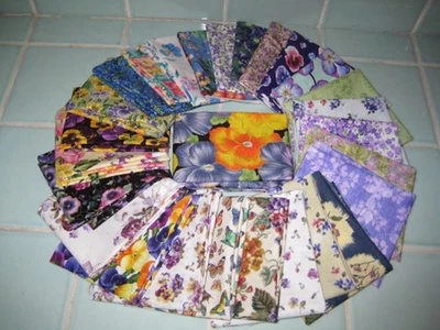 28 cuartos de grasa florales violeta pansy tela acolchada #2 nueva y vintage sin dups Foto 1 de 4