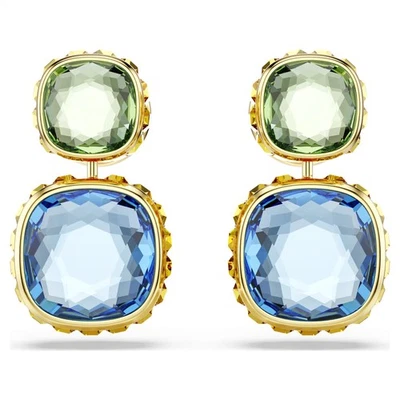 Brincos Swarovski Chroma Gota, Corte Almofada, Multicolorido, Tom Dourado 5692492 - Imagem 1 de 4