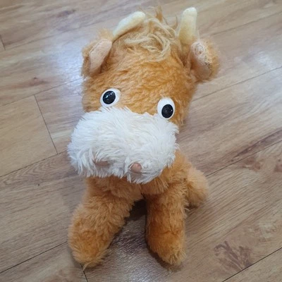 Wendy Boston Cow Bull teddy bear Small Brown Farm Animal Vintage Horns - Image 1 of 4