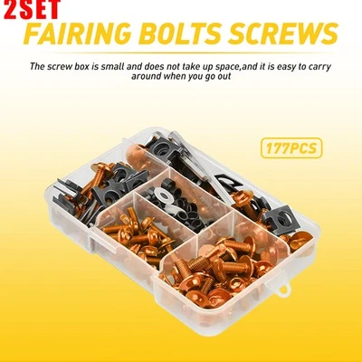 2 conjuntos de parafusos de carenagem completos de motocicleta dourada conjunto de parafusos corpo acessório de substituição - Imagem 1 de 4