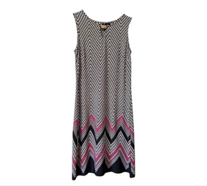EUC Women's New Directions Petite Sleeveless Dress Black/Pink Pattern Size PS - Picture 1 of 10