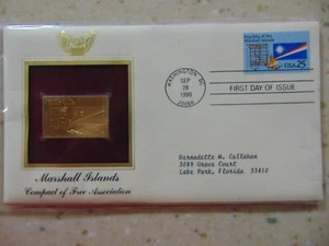 Goldene Repliken von Briefmarken USA 22k Gold - Marshallinseln kompakt - Bild 1 von 3