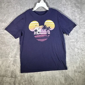 Disney Graphic T-Shirt Purple Blue Mickey Mouse M Land World Park Travel - Picture 1 of 6