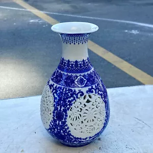 2.04LB Handmade Blue and White Porcelain Vase/Jingdezhen, China - Picture 1 of 13