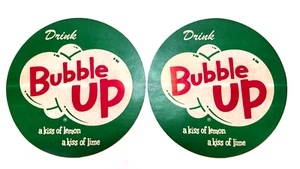 1950's New Old Stock Drink Bubble Up Soda Decal Label Sign Lemon Lime Cola Qty 2 - Picture 1 of 6