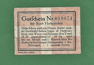 01 261 Notgeld Stadt Hadersleben 10 Pfg., 1920, KN schwarz 6-stellig - Picture 1 of 2