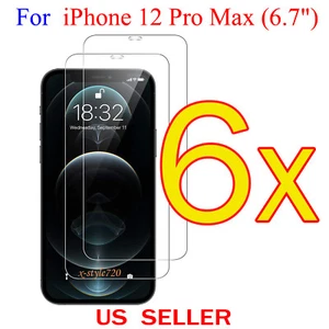 6Pcs Clear Screen Protector Guard Cover For Apple iPhone 12 Pro Max (6.7") 2020 - Picture 1 of 1