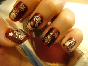 CHRISTMAS Silver Gold 3D Nail Art Stickers Snowflakes Angels Snowmen Gifts - Picture 1 of 16