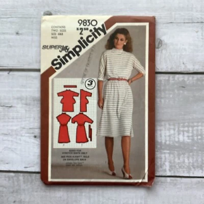 Simplicity 9830 Sewing Pattern Pullover Knit Dress Misses Sizes 6 & 8 UNCUT - Image 1 of 4